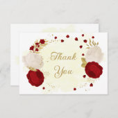 Rot-Weiß-Blume-Hochzeit Dankeskarte (Vorne/Hinten)