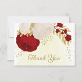 Rot-Weiß-Blume-Hochzeit Dankeskarte (Vorderseite)