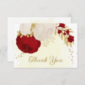 Rot-Weiß-Blume-Hochzeit Dankeskarte (Vorne/Hinten)