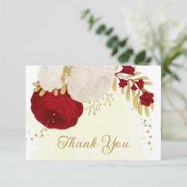 Rot-Weiß-Blume-Hochzeit Dankeskarte