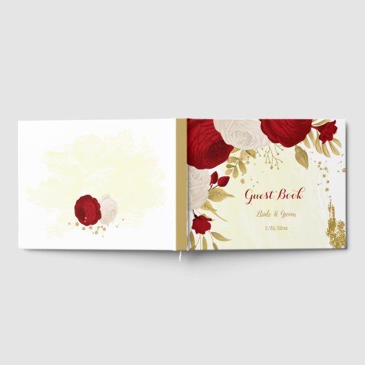 Rot-Weiß-Blume-Hochzeit Gästebuch (Voll)