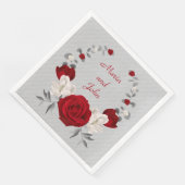 Rot-Weiß-Blume-Kranzehe Serviette (Ecke)