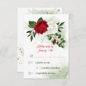 Rot-Weiß-Blume RSVP Karte (Vorne/Hinten)