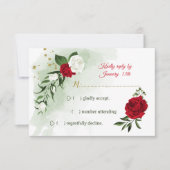 Rot-Weiß-Blume RSVP Karte (Vorderseite)
