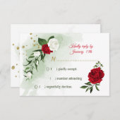 Rot-Weiß-Blume RSVP Karte (Vorne/Hinten)