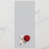 Rot-Weiß-Blume, silberne Blätter Hochzeit Menükarte (Rückseite)