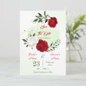 Rot-Weiß-Blumengrün Save The Date (Stehend Vorderseite)