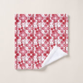 Rot-Weiß-Blumenmuster Badhandtuch Set (Waschlappen)