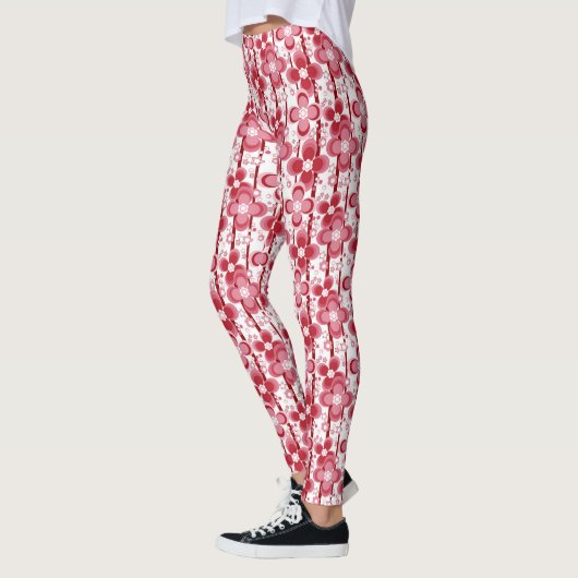 Rot-Weiß-Blumenmuster Leggings (Links)
