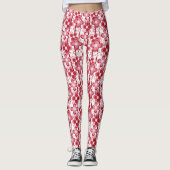 Rot-Weiß-Blumenmuster Leggings (Vorderseite)