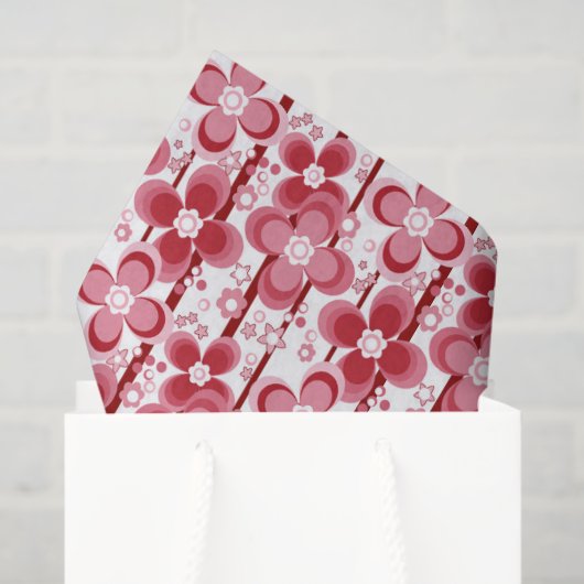 Rot-Weiß-Blumenmuster Seidenpapier (Geschenk Tasche)