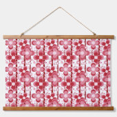 Rot-Weiß-Blumenmuster Wandteppich Mit Holzrahmen (Vorne)