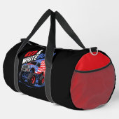 Rot-Weiß-Boom-Monstertruck Duffle Bag (Rechte Ecke)