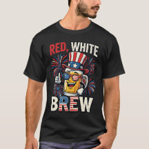Rot-Weiß-Brau-Lustiges-patriotisches-Biker-T-Shirt