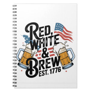 Rot Weiß & Brauen Est 1776 4. Juli 250. USA Notizblock