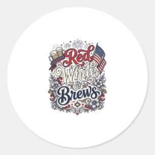 Rot Weiß & Brauereien Patriotisches Bier-Shirt-Des Runder Aufkleber