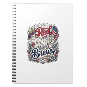 Rot Weiß & Braut Patriotisches Bier-Shirt-Design_1 Notizblock
