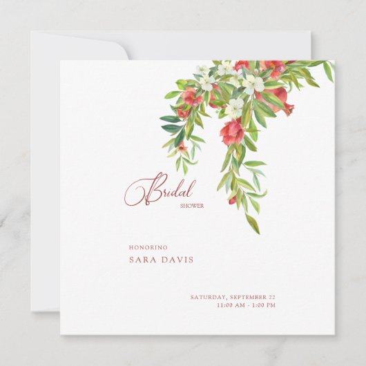 Rot-Weiß-Brautparty Piazza della Riforma Einladung (Vorderseite)