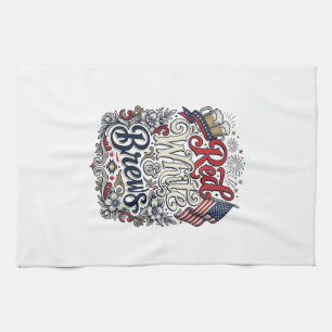 Rot Weiß & Brews Patriotisches Bier-Shirt-Design_1 Geschirrtuch
