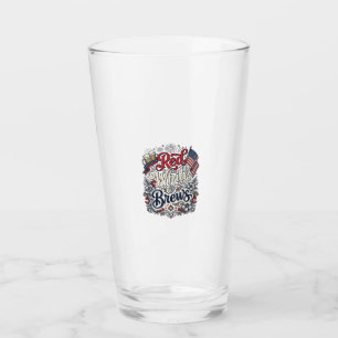 Rot Weiß & Brews Patriotisches Bier-Shirt-Design_1 Glas