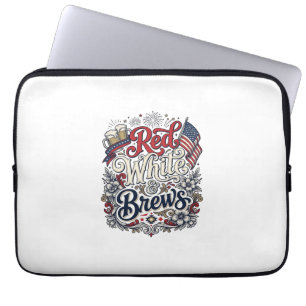 Rot Weiß & Brews Patriotisches Bier-Shirt-Design_1 Laptopschutzhülle