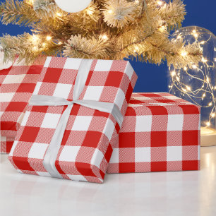 Rot-Weiß-Büffel-Kariert Geschenkpapier