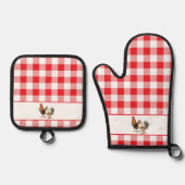 Rot-weiß-Checked-Kariert Ofenhandschuh & Topflappen-Set (Vorderseite)