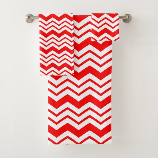 Rot-Weiß-Chevron-Zickzack-Musterdesign Badhandtuch Set (Insitu)