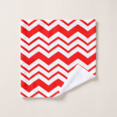 Rot-Weiß-Chevron-Zickzack-Musterdesign Badhandtuch Set (Waschlappen)