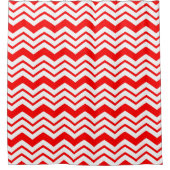 Rot-Weiß-Chevron-Zickzack-Musterdesign Duschvorhang (Vorderseite)