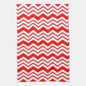 Rot-Weiß-Chevron-Zickzack-Musterdesign  Geschirrtuch (Vertikal)