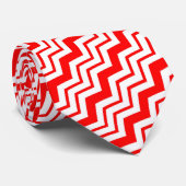 Rot-Weiß-Chevron-Zickzack-Musterdesign  Krawatte (Gerollt)