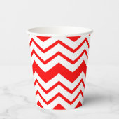 Rot-Weiß-Chevron-Zickzack-Musterdesign Pappbecher (Rückseite)