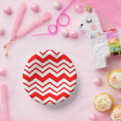 Rot-Weiß-Chevron-Zickzack-Musterdesign Pappteller (Party)