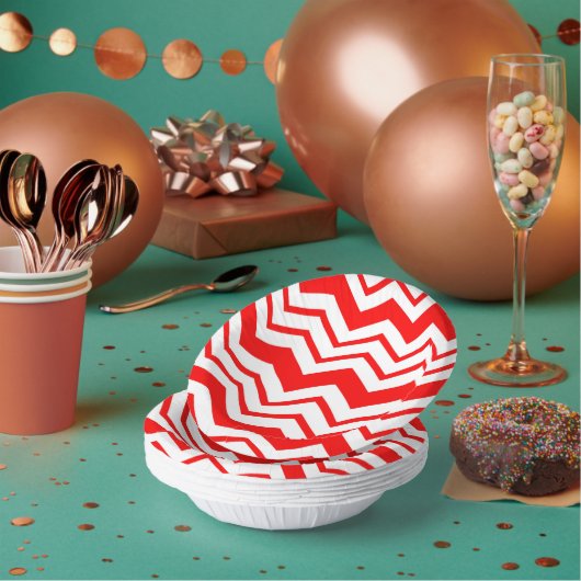 Rot-Weiß-Chevron-Zickzack-Musterdesign Pappteller (Multi)