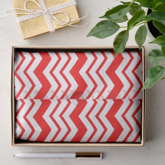 Rot-Weiß-Chevron-Zickzack-Musterdesign Seidenpapier (Geschenk)