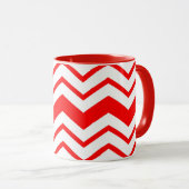 Rot-Weiß-Chevron-Zickzack-Musterdesign Tasse (VorderseiteRechts)