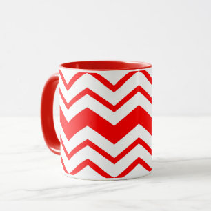 Rot-Weiß-Chevron-Zickzack-Musterdesign Tasse