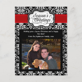 Rot/Weiß Damasaison - Grußkarte Feiertagspostkarte