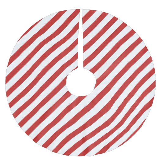 Rot-Weiß-Diagonalstreifenmuster Polyester Weihnachtsbaumdecke (Vorderseite)