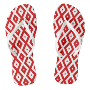 Rot-Weiß-Diamantmuster Badesandalen
