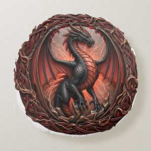 Rot-Weiß-Drache-Kissen Rundes Kissen