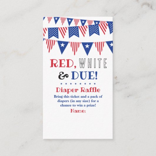 Rot, Weiß & Due! 4. Juli Babydusche Windeln Begleitkarte (Vorderseite)