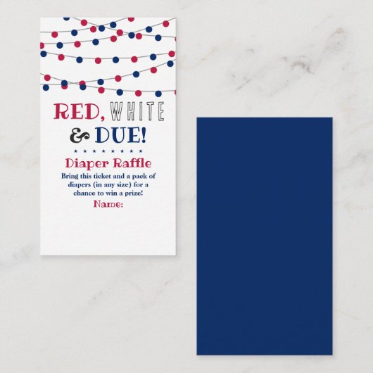 Rot, Weiß & Due! 4. Juli Babydusche Windeln Begleitkarte (Vorne/Hinten)