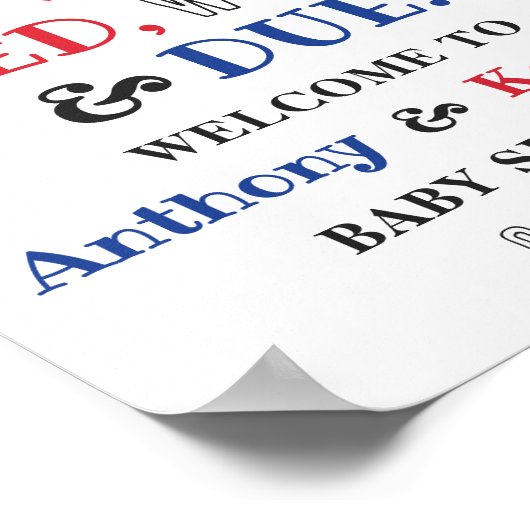 Rot, Weiß & Due! Babydusche 4. Juli Empfang Poster (Ecke)