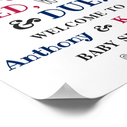 Rot, Weiß & Due! Babydusche 4. Juli Empfang Poster (Ecke)