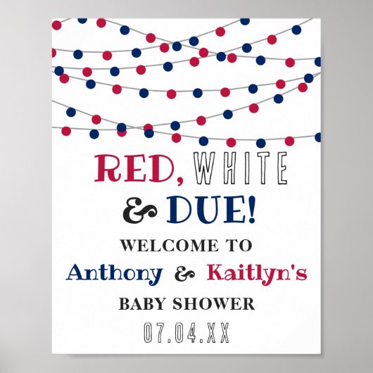 Rot, Weiß & Due! Babydusche 4. Juli Empfang Poster (Vorne)