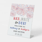 Rot, Weiß & Due! Babydusche 4. Juli Empfang Sockelschild (Vorderseite)