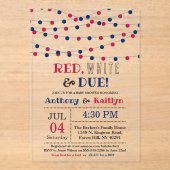 Rot, Weiß & Due! Babydusche am 4. Juli Acryleinladungen (Vorderseite)