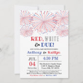 Rot, Weiß & Due! Babydusche am 4. Juli Einladung (Vorderseite)